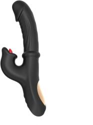 Guilty Toys Vibrator Power Rabbit, Multiple Functii Stimulatoare, Silicon, USB, Negru, 24.6 cm, Guilty Toys Vibrator