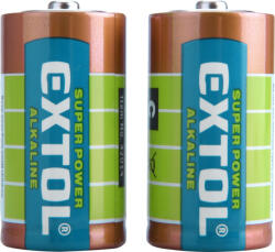 Extol elem klt. 2 db, alkáli, 1, 5V, méret: C (LR14); hosszú élettartam, bliszteren