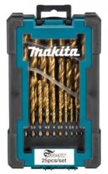 Makita fémfúró készlet HSS-TiN 1-13 mm (egyenként 0, 5 mm), 25 db, 6 db D-72235-6 csomag (D-72235-6)