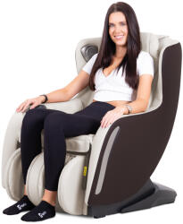 inSPORTline Masszázsfotel Fidardo, légmasszázs, infra melegítés, 12 párna, 2 fej, 6 masszázstípus, lábtartó, hangvezérlés, Bluetooth zene bézs-barna (26364-2)