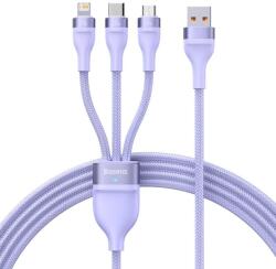 Baseus Flash Series 3 az 1-ben USB-kábel USB-C + micro USB + Lightning 100W 1.2m lila (CASS030005) (CASS030005) (CASS030005)