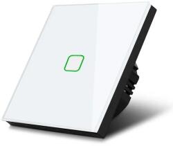 Maclean Érintős üveg villanykapcsoló, fehér, egypólusú lépcső és kereszt, 86×86 mm (75784)