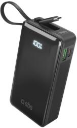  Powerbank SBS 10000 mAh 20W beépített USB-C kábellel és digitális kijelzővel - fekete