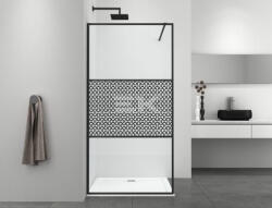 Sanotechnik - Fix üveg 90x195cm 3 részes kerettel fekete (középső kialakítás) (DC115B)
