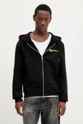 Karl Lagerfeld Jeans pamut melegítőfelső fekete, nyomott mintás, kapucnis, A3M20030 - fekete M