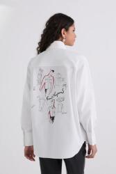 KARL LAGERFELD pamut ing galléros, fehér, relaxed, A3W11040 - fehér 36