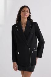 Karl Lagerfeld blézer gyapjú keverékből fekete, sima, egysoros gombolású, A3W14044 - fekete 36