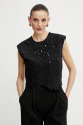 PINKO blúz pamutból fekete, nyomott mintás, 104850 A2H0 - fekete 36