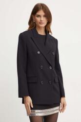 Pinko blézer gyapjú keverékből fekete, sima, kétsoros gombolású, 103695 A1XX - fekete 34