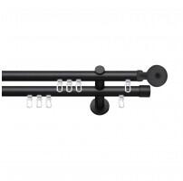SN Deco Group Galerie cu profil aluminiu Ball, Ø 16mm, dublă neagră cu consolă plată, 240 cm Suport draperie