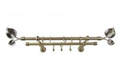 Sn Deco Group Galerie dubla metalica Frunza 19mm, bronz antic, 240 cm, prindere tavan, KIT COMPLET Suport draperie