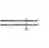 SN Deco Group Galerie cu profil aluminiu Dop, Ø 19mm, dublă albă cu consolă plată, 200 cm Suport draperie