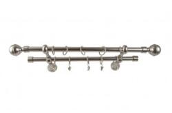 Sn Deco Group Galerie dubla metalica Kugel 19mm, nichel satinat, 160 cm, prindere tavan, KIT COMPLET Suport draperie