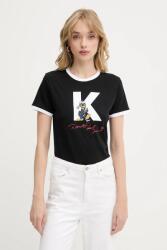 Karl Lagerfeld pamut póló KL X DISNEY - fekete XS