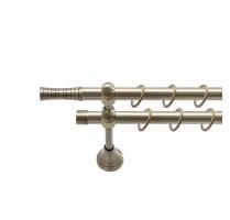 Sn Deco Group Galerie dubla metalica Ramses 19mm, bronz antic, 160 cm, prindere perete, KIT COMPLET Suport draperie