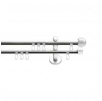 SN Deco Group Galerie cu profil aluminiu Dop Rotund, Ø 19mm, dublă albă cu consolă plată, 200 cm Suport draperie