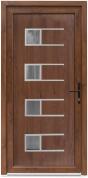 Bastion Usa intrare PVC Efraim, 5 camere izolare, 980x2000 mm, deschidere dreapta privit din interior, alb interior/nuc exterior
