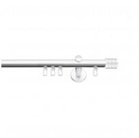 SN Deco Group Galerie cu profil aluminiu Cilindru Striat, Ø 19mm, simplă albă cu consolă plată, 100 cm Suport draperie