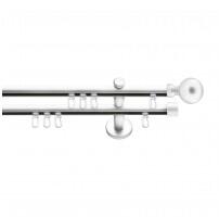 SN Deco Group Galerie cu profil aluminiu Ball, Ø 19mm, dublă albă cu consolă plată, 160 cm Suport draperie