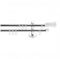 SN Deco Group Galerie cu profil aluminiu Ahile, Ø 19mm, dublă albă cu consolă plată, 480 cm Suport draperie