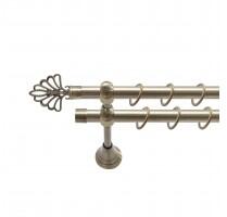 Sn Deco Group Galerie dubla metalica Evantai 16mm, bronz antic, 120 cm, prindere perete - KIT COMPLET Suport draperie
