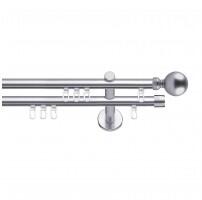 SN Deco Group Galerie cu profil aluminiu Ball, Ø 16mm, dublă nichel cu consolă plată, 100 cm Suport draperie
