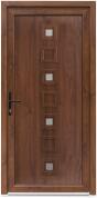 Bastion Usa intrare PVC Lola, 5 camere izolare, 980x2000 mm, deschidere stanga privit din interior, alb interior/nuc exterior