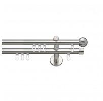 SN Deco Group Galerie cu profil aluminiu Dop Rotund, Ø 19mm, dublă nichel cu consolă plată, 100 cm Suport draperie