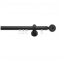 SN Deco Group Galerie cu profil aluminiu Ball, Ø 16mm, simplă neagră cu consolă plată, 120 cm Suport draperie