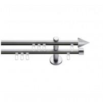 SN Deco Group Galerie cu profil aluminiu Con, Ø 16mm, dublă nichel-satinat cu consolă plată, 320 cm Suport draperie
