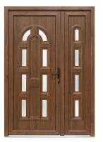Bastion Usa Intrare PVC Magnolia dubla, 5 camere izolare, 1400x2050 mm, alb interior/nuc exterior, deschidere dreapta privit din interior