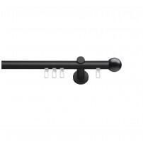 SN Deco Group Galerie cu profil aluminiu Dop Rotund, Ø 19mm, simplă neagră cu consolă plată, 300 cm Suport draperie