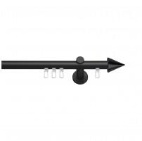 SN Deco Group Galerie cu profil aluminiu Con, Ø 19mm, simplă neagră cu consolă plată, 120 cm Suport draperie