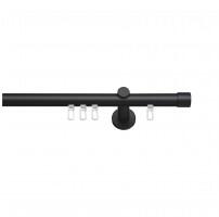 SN Deco Group Galerie cu profil aluminiu Dop, Ø 16mm, simplă neagră cu consolă plată, 200 cm Suport draperie