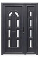 Bastion Usa intrare PVC Magnolia dubla, 1400x2050, deschidere dreapta privit din interior, culoare antracit pe ambele fete