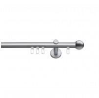 SN Deco Group Galerie cu profil aluminiu Dop Rotund, Ø 19mm, simplă nichel-satinat cu consolă plată, 300 cm Suport draperie