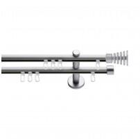 SN Deco Group Galerie cu profil aluminiu Arita, Ø 19mm, dublă nichel-satinat cu consolă plată, 480 cm Suport draperie