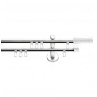 SN Deco Group Galerie cu profil aluminiu Ramses, Ø 19mm, dublă albă cu consolă plată, 160 cm Suport draperie