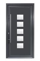 Bastion Usa intrare PVC MIA, 5 camere izolare, 980x2000 mm, deschidere stanga privit din interior, maner spatial la exterior, gri antracit