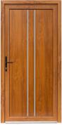 Bastion Usa intrare PVC Olivia, 5 camere izolare, 980x2000 mm, deschidere stanga privit din interior, alb interior / stejar auriu exterior