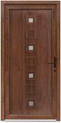 Bastion Usa intrare PVC Lola, 5 camere izolare, 980x2000 mm, deschidere dreapta privit din interior, alb interior/nuc exterior
