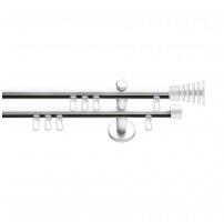 SN Deco Group Galerie cu profil aluminiu Arita, Ø 19mm, dublă albă cu consolă plată, 200 cm Suport draperie