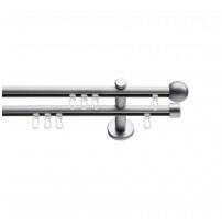 SN Deco Group Galerie cu profil aluminiu Dop Rotund, Ø 19mm, dublă nichel-satinat cu consolă plată, 300 cm Suport draperie