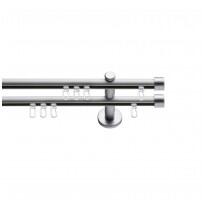 SN Deco Group Galerie cu profil aluminiu Dop, Ø 19mm, dublă nichel-satinat cu consolă plată, 320 cm Suport draperie