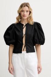 PINKO blúz pamutból fekete, sima, 105185 A2LD - fekete XS