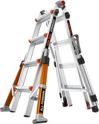 Little Giant Ladder Телескопична алуминиева стълба Little Giant Conquest 2.0 PRO M17, с обезопасителни релси, 4x4 стъпала (16337EN-018)
