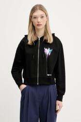 Karl Lagerfeld Jeans pamut melegítőfelső fekete, nyomott mintás, kapucnis, A3W20041 - fekete M