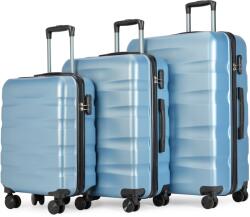 BONTOUR wave 3 db-os duplakerekes bőrönd szett, számzárral, jégkék (120540-IceBlue)