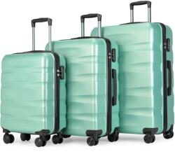 BONTOUR wave 3 db-os duplakerekes bőrönd szett, számzárral, púderzöld (120540-PowderGreen)