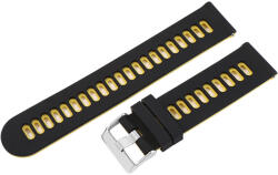  Műanyag okosóra szíj, gyorskioldós, fekete/sárga színű, normál hossz, 22mm (9323-9)